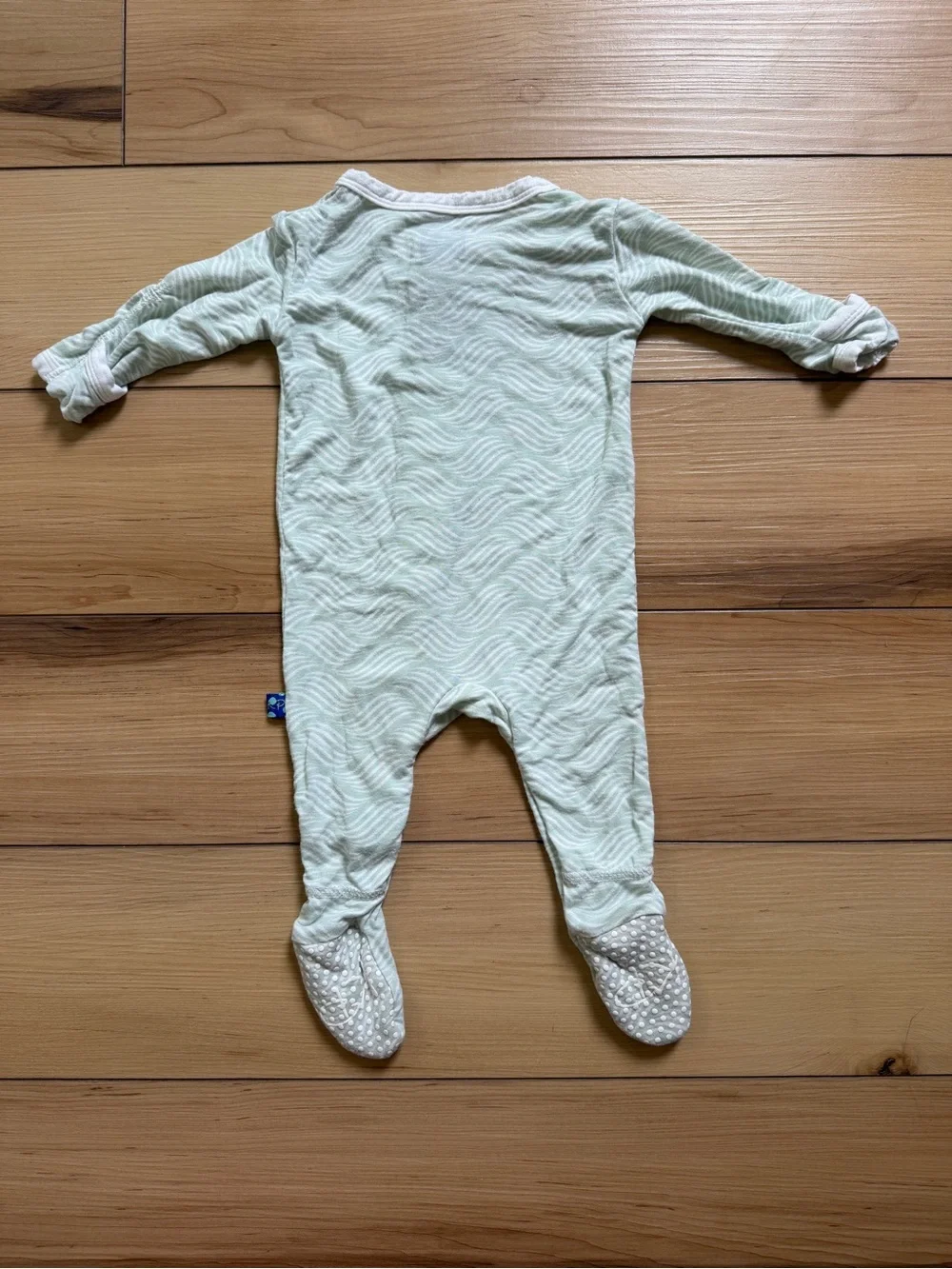 Kickee Pants Light Green Wave Footed One-Piece